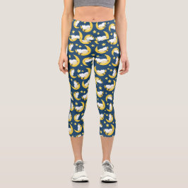 Schafe, schlafende Schafe, Mond, Sterne Capri Leggings