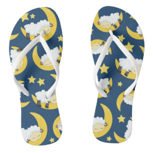 Schafe, schlafende Schafe, Mond, Sterne Flip Flops