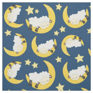 Schafe, schlafende Schafe, Mond, Sterne Stoff