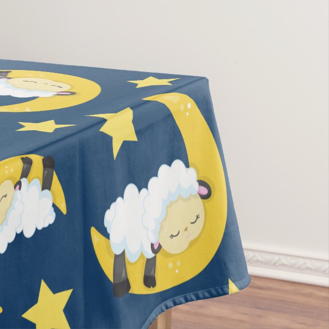 Schafe, schlafende Schafe, Mond, Sterne Tischdecke (Beispiel)