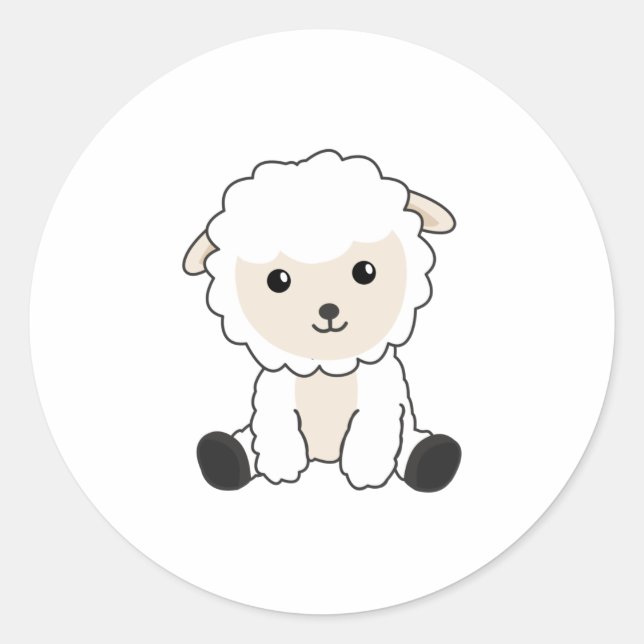 Schafe Sweep Wool Funny Animals Baby Lamm Runder Aufkleber (Vorderseite)