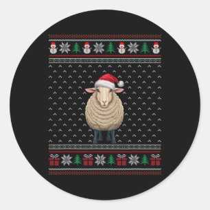 Schafe tragen Weihnachtsmannmütze Ugly Xmas Sheep Runder Aufkleber