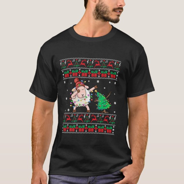 Schafe Ugi Weihnachten Sweater Dabbing Sheep Xmas  T-Shirt (Vorderseite)
