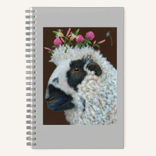 Schafe und Lamm mit Wiesenelementen - Notizbuch
