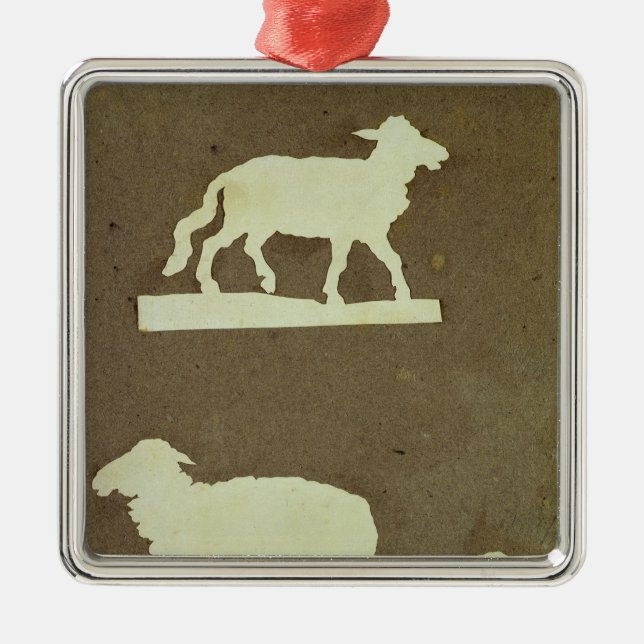 Schafe und Schafe mit Lamm Ornament Aus Metall (Vorne)
