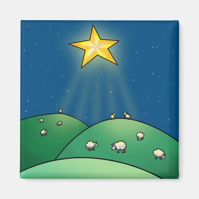 Schafe unter Weihnachtsstern Magnet (Vorne)