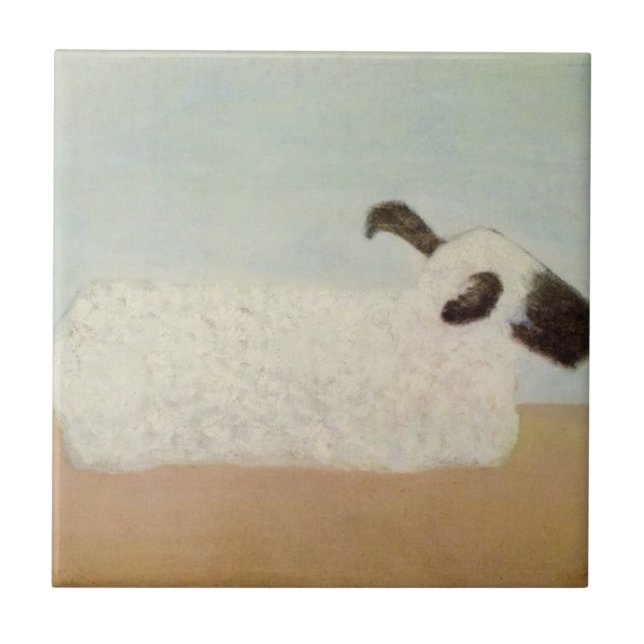 Schafe (von Milton Avery) Fliese (Vorderseite)