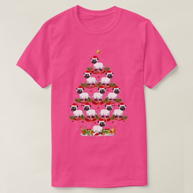 Schafe Weihnachtsbaumen leuchten Schafweihnachtsfe T-Shirt (Design vorne)