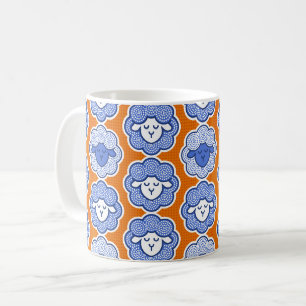 Schafe zählen - blau & orange kaffeetasse