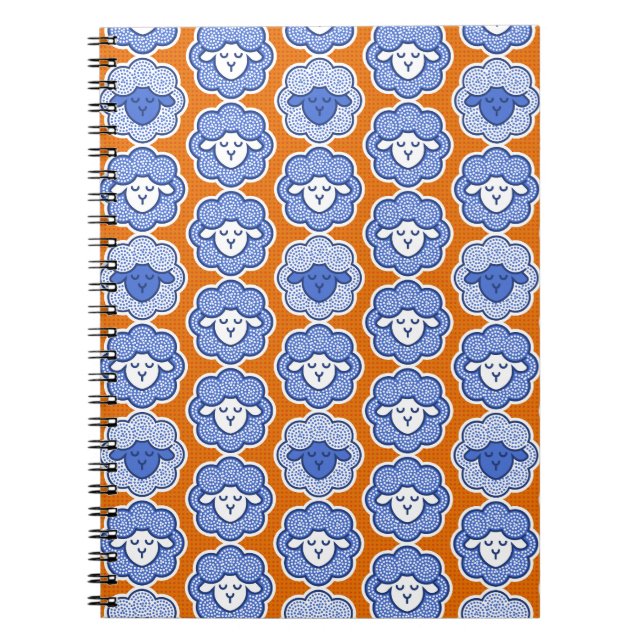 Schafe zählen - blau & orange notizblock (Vorderseite)