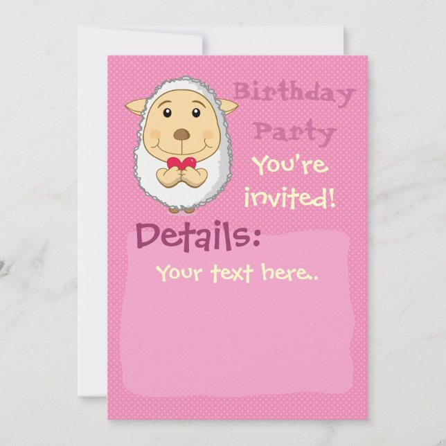 Schafeinladung Rosa Einladung (Vorderseite)