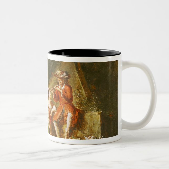 Schäfer, der eine Flöte spielt Zweifarbige Tasse (Rechts)