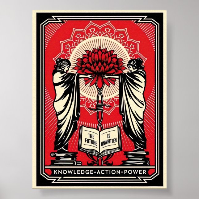Schäfer Fairey Screen Print Knowledge Action Red Poster (Vorne)