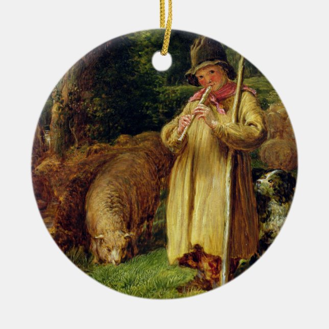 Schäfer-Junge, 1831 (Öl auf Platte) Keramik Ornament (Vorne)