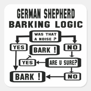 Schäferhund-Abstreifenlogik! Quadratischer Aufkleber