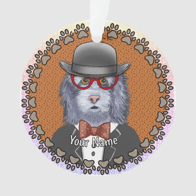 Schäferhund Brille Ornament (Vorderseite)