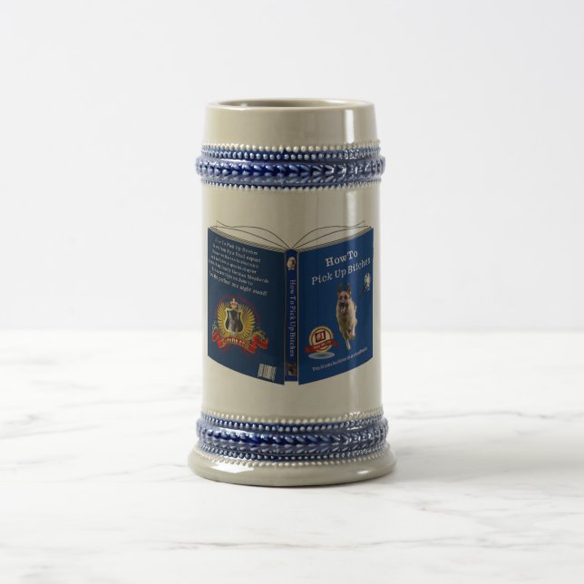 Schäferhund-Buch grau/Blau 18 Unze Stein Bierglas (Mittel)