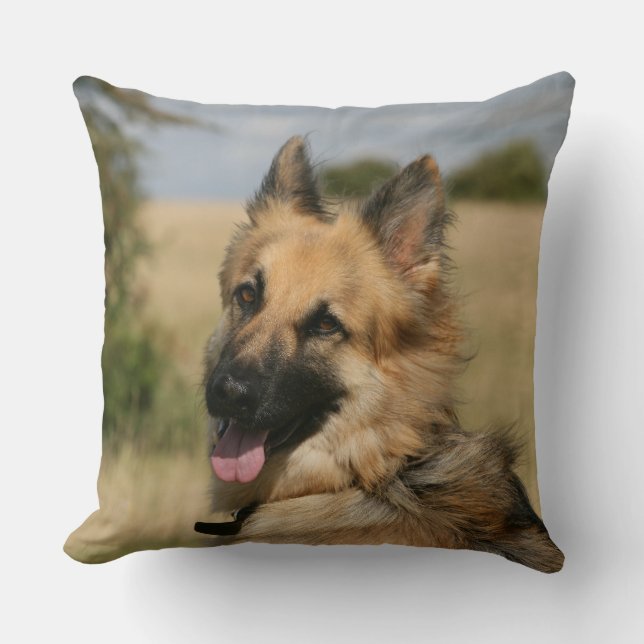 Schäferhund, der heraus Zunge haftet Kissen (Vorderseite)