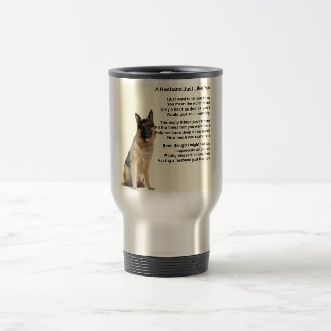 Schäferhund-Ehemann-Gedicht Reisebecher (Mittel)