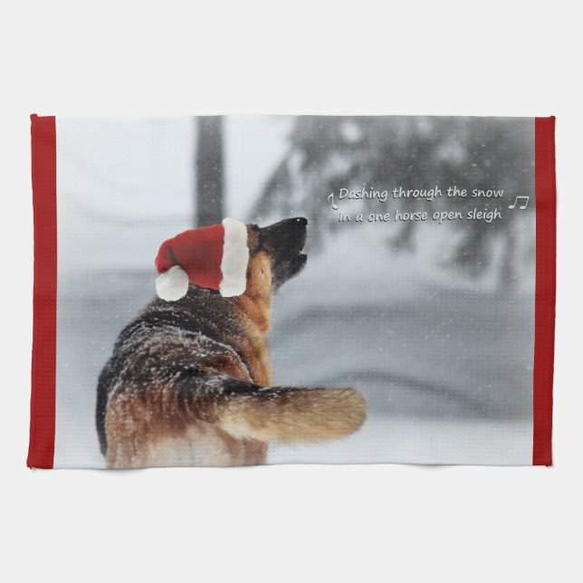 Schäferhund-Feiertag Geschirrtuch (Horizontal)