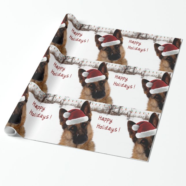 Schäferhund-Feiertags-Packpapier Geschenkpapier (Ungerollt)