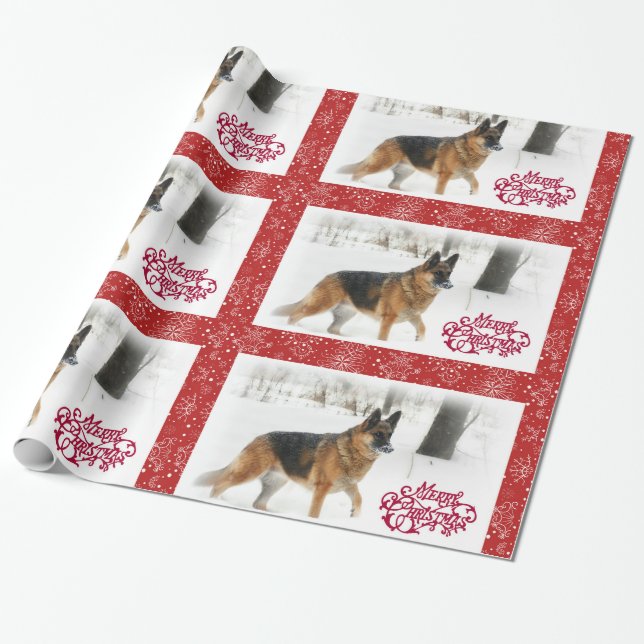 Schäferhund-Feiertags-Packpapier Geschenkpapier (Ungerollt)
