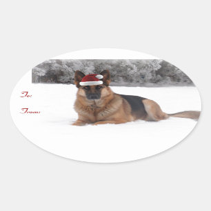 Schäferhund-Feriengeschenk-Umbauten Ovaler Aufkleber