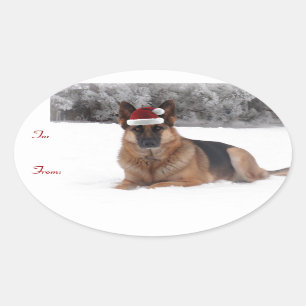 Schäferhund-Feriengeschenk-Umbauten Ovaler Aufkleber