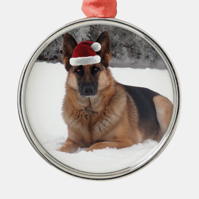 Schäferhund-Foto Ornament Aus Metall (Vorne)