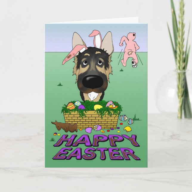 Schäferhund fröhliche Ostern Feiertagskarte (Vorderseite)