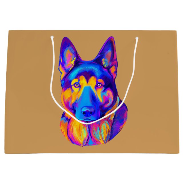 Schäferhund-Hund in den Farben Große Geschenktüte (Vorderseite)