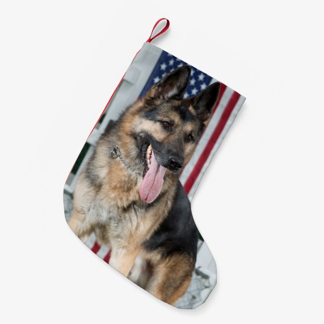 Schäferhund-Hund Kleiner Weihnachtsstrumpf (Vorderansicht (hängend))