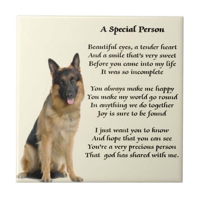 Schäferhund-Hund - spezielles Personen-Gedicht Fliese (Vorderseite)