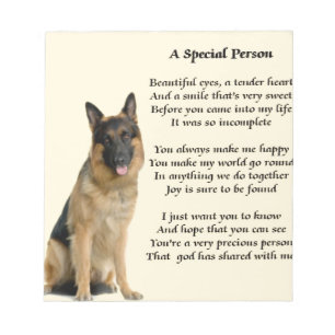 Schäferhund-Hund - spezielles Personen-Gedicht Notizblock