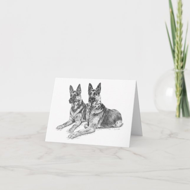 Schäferhund-Hunde, die durch Kelli Schwan zeichnen Karte (Vorderseite)