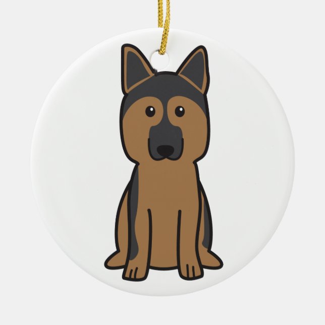 Schäferhund-HundeCartoon Keramikornament (Vorne)