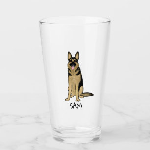Schäferhund-HundeCartoon personalisiertes GSD Glas