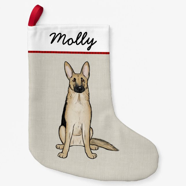 Schäferhund-Hundelicht-Schwarzes und Kleiner Weihnachtsstrumpf (Vorderseite)