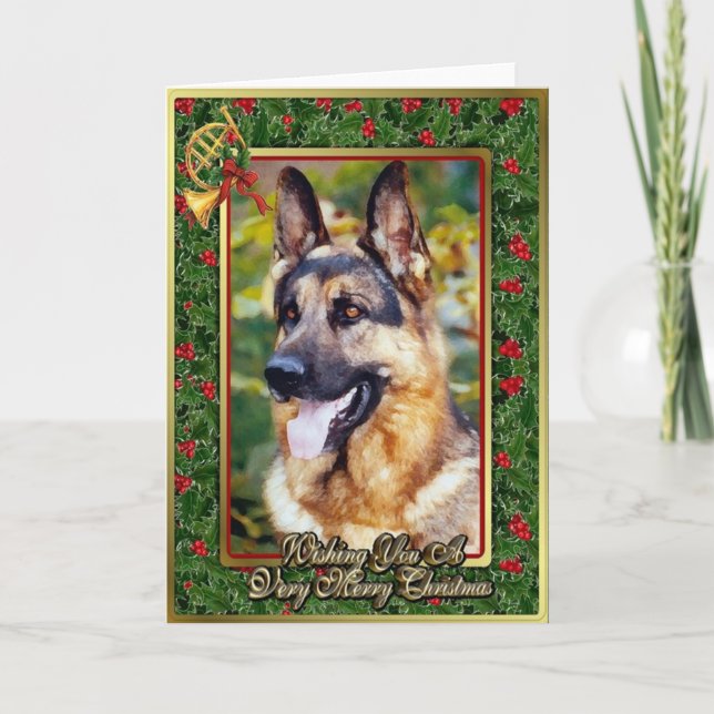 Schäferhund-Hunderaum-Weihnachtskarte Feiertagskarte (Vorderseite)