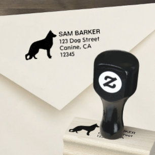 Schäferhund-HundeSilhouette-Rücksendeadresse Gummistempel