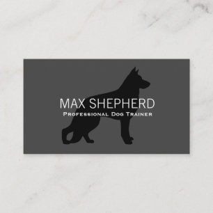 Schäferhund-HundeSilhouette-Schwarzes auf Grau Visitenkarte