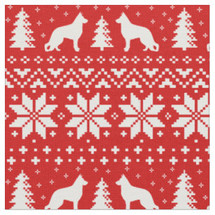 Schäferhund-HundeSilhouette-Weihnachtsmuster Stoff