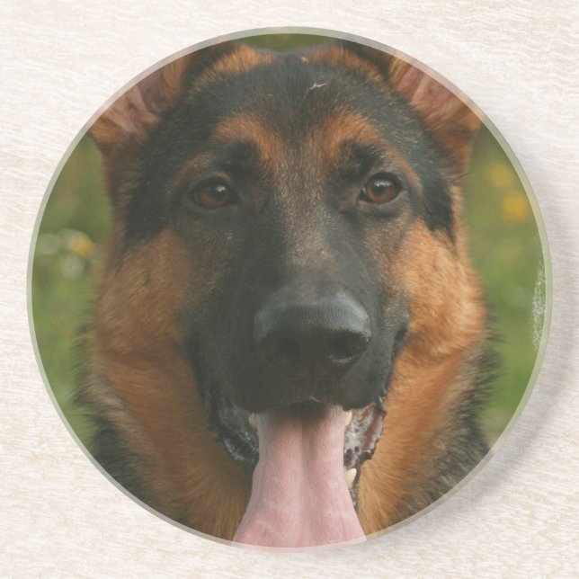 Schäferhund-HundeUntersetzer Sandstein Untersetzer (Vorne)