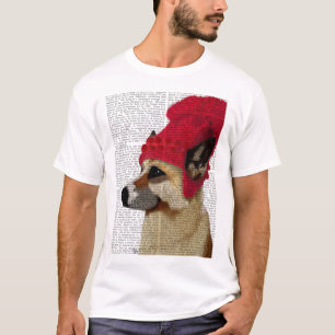Schäferhund im roten wolligen Hut T-Shirt
