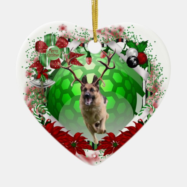 Schäferhund-Keramik-Verzierung Keramikornament (Vorne)