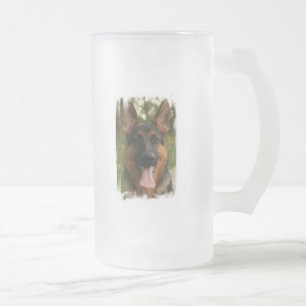 Schäferhund-mattierte Bier-Tasse Mattglas Bierglas
