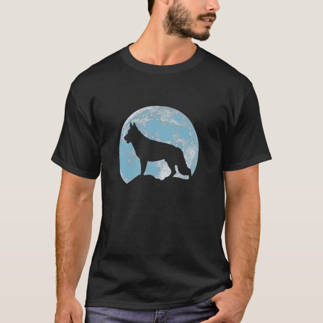 Schäferhund-Mond T-Shirt (Vorderseite)