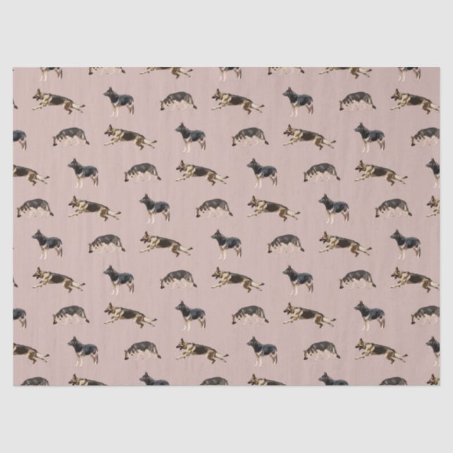 Schäferhund-Muster (Rosa) Seidenpapier (Vorderseite)