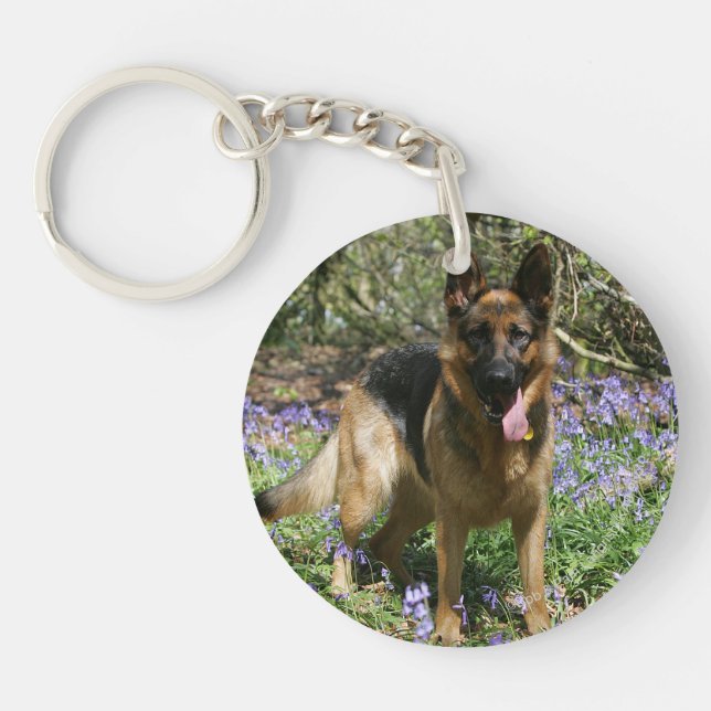 Schäferhund-Niederlegung Schlüsselanhänger (Vorderseite)