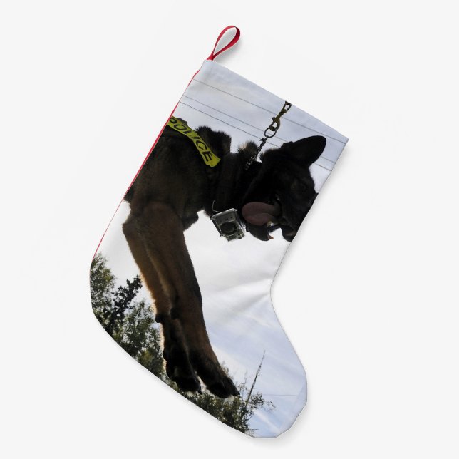 Schäferhund-Polizei-Hund Kleiner Weihnachtsstrumpf (Vorderansicht (hängend))